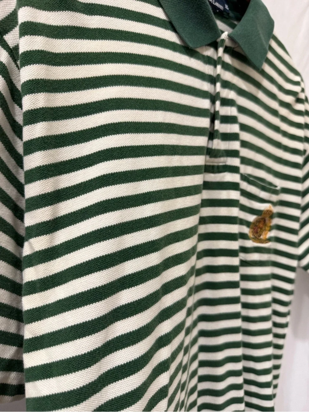 Ralph Lauren Green & Cream Striped Polo Shirt